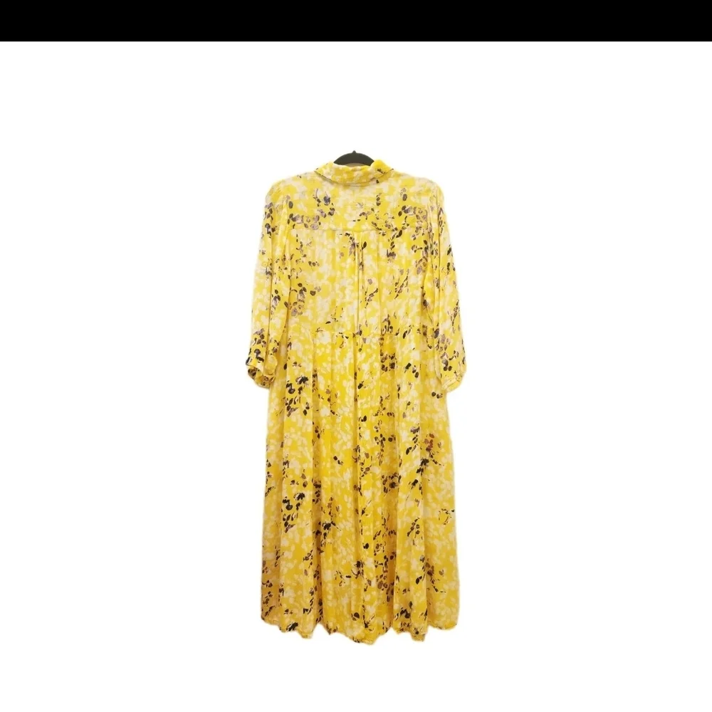 Woman Within Yellow Floral Maxi Button-Front Dress - Picture 2 of 3